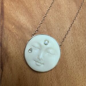 Jacquie Aiche Moon Face Diamond Pendant Necklace